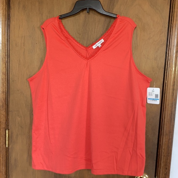 Emily Daniels sleeveless tank top v neck w crochet trim top size 2X - Picture 10 of 16